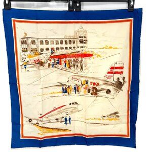 TWA Up Up And Away Scarf Trans World Airlines Stewardess Employee Uniform